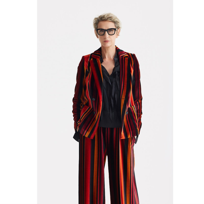 Thumbnail of Retro Striped Jacket- Velvet  Burgundy Red image