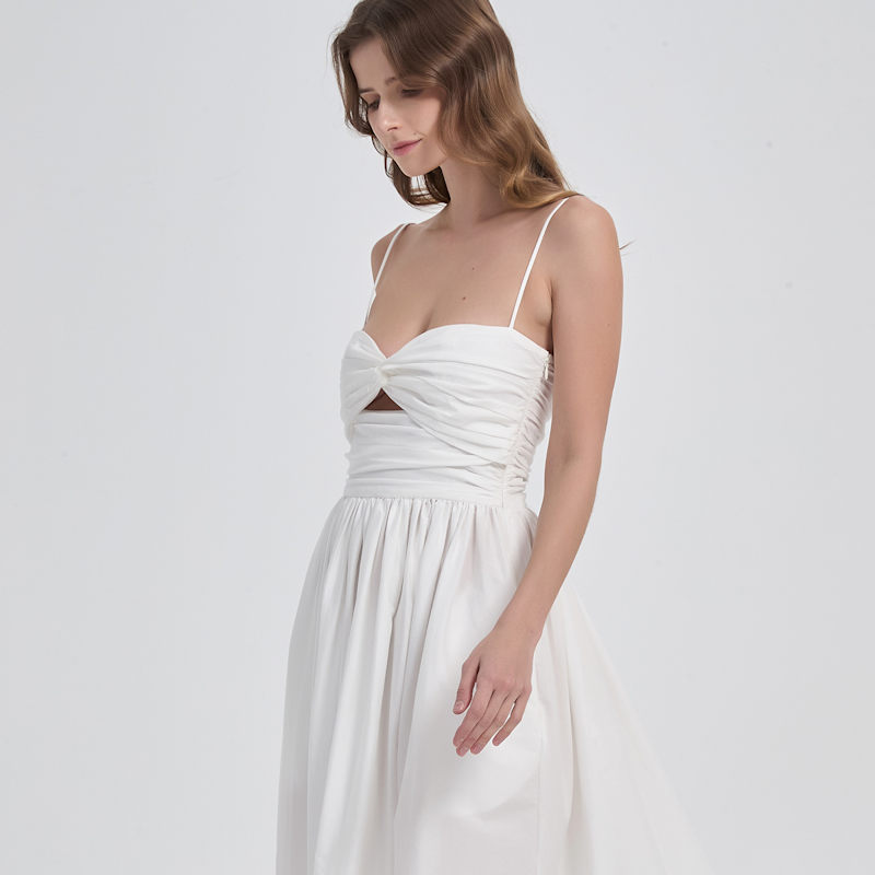 Thumbnail of Reverie Twist Front Ruched Cotton Midi Dress image