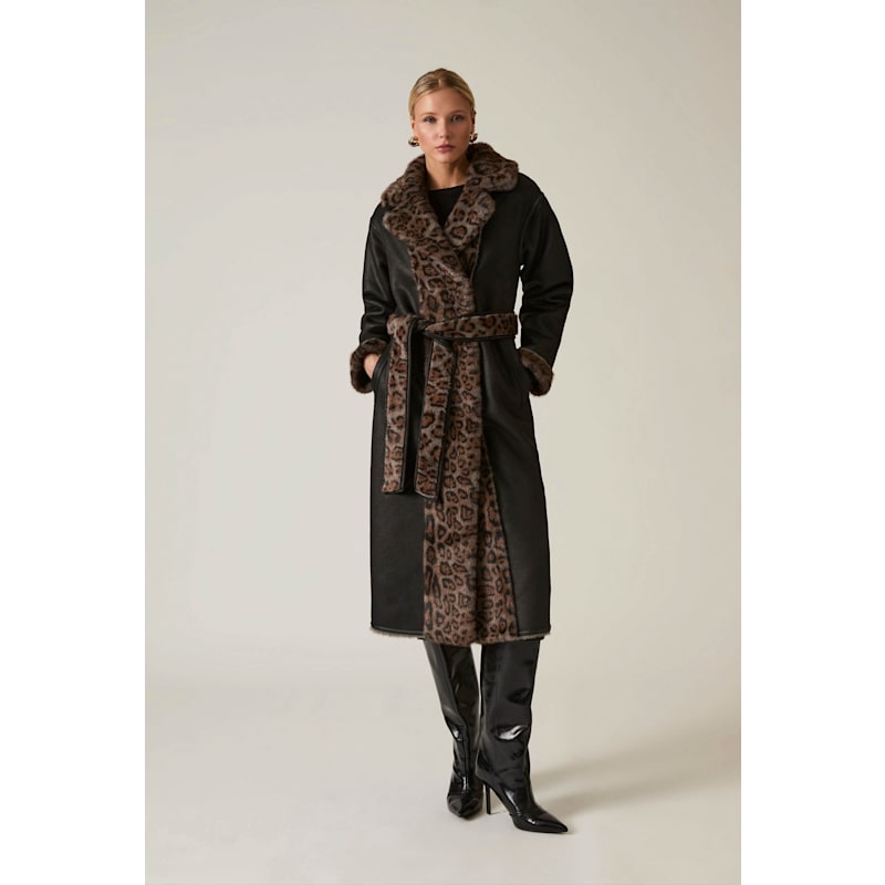 Reversible Leopard Faux Fur Coat | James Lakeland | Wolf & Badger