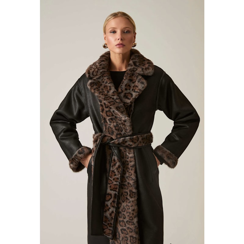 Reversible Leopard Faux Fur Coat | James Lakeland | Wolf & Badger