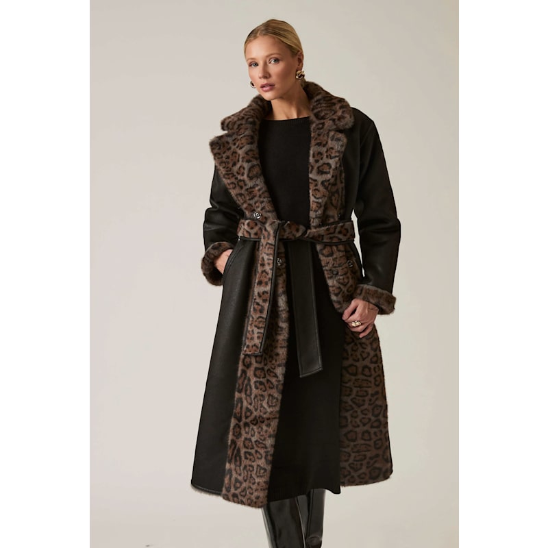 Reversible Leopard Faux Fur Coat | James Lakeland | Wolf & Badger