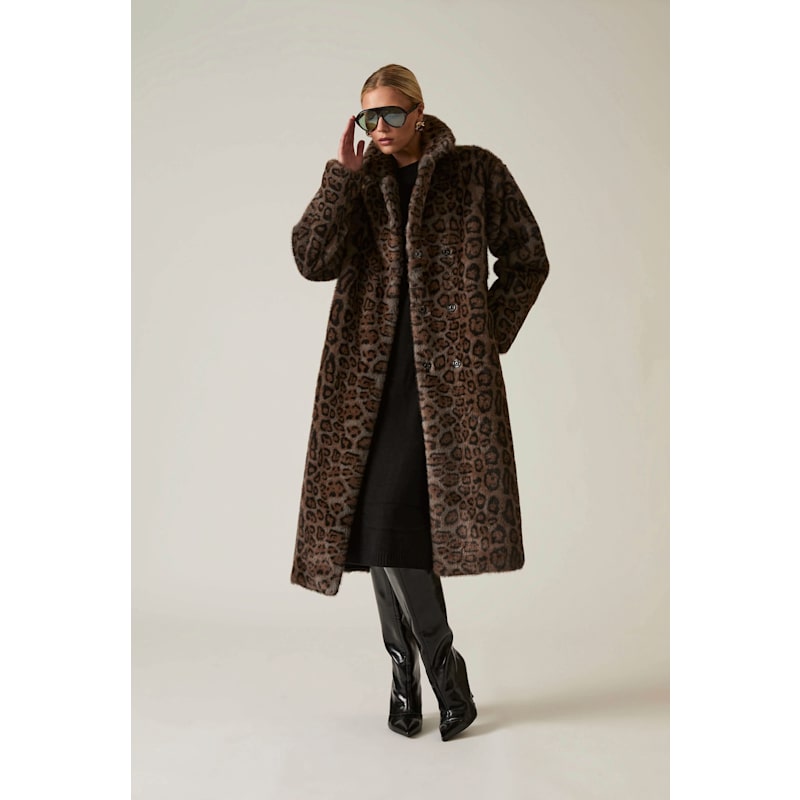 Reversible Leopard Faux Fur Coat | James Lakeland | Wolf & Badger