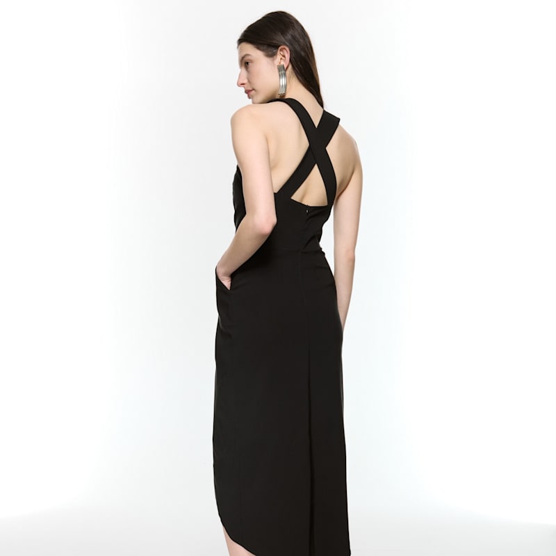 Revolve Black Midi Dress Mirimalist Wolf Badger