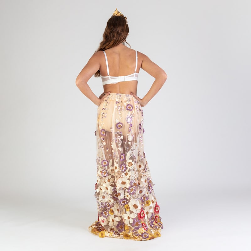 Thumbnail of Celestial - Embroidered Floral Mesh Maxi Skirt image
