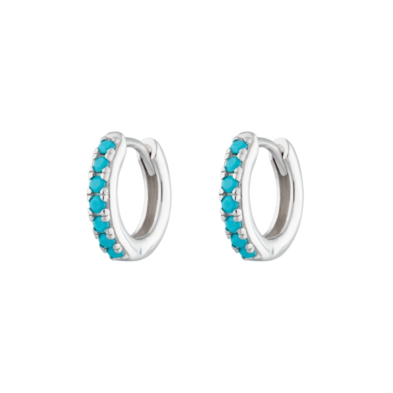 Thumbnail of Silver Huggie Earrings With Turquoise Stones image