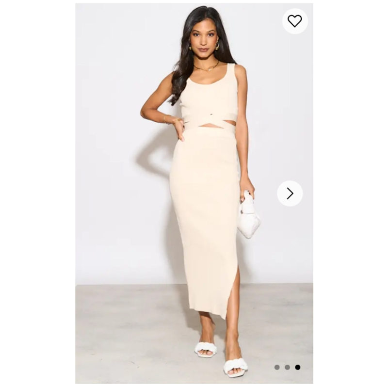 white christmas dresses Estella Keyhole Ribbed Midi Dress White– Selfie Leslie main image 1