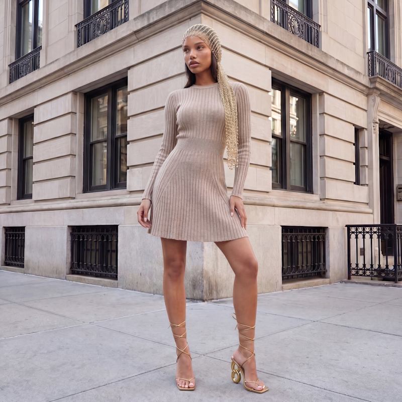 rib knit flare dress Lucila Dress