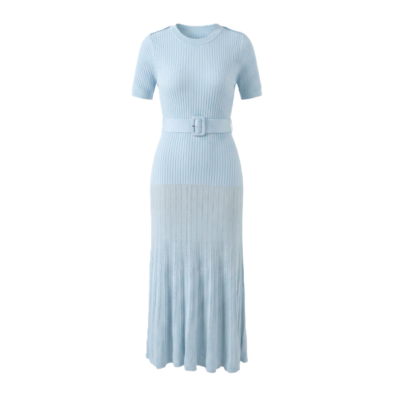 pleated knit dress Ribbed Midi Sculpted Pleats | Modenaire Black dress