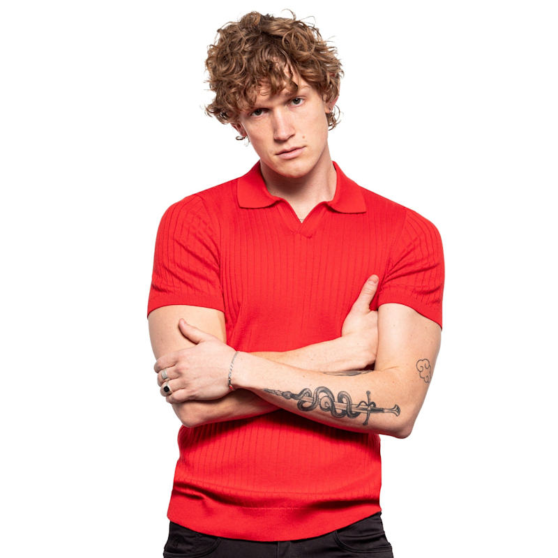 Thumbnail of Ribbed Knit Polo - Red image