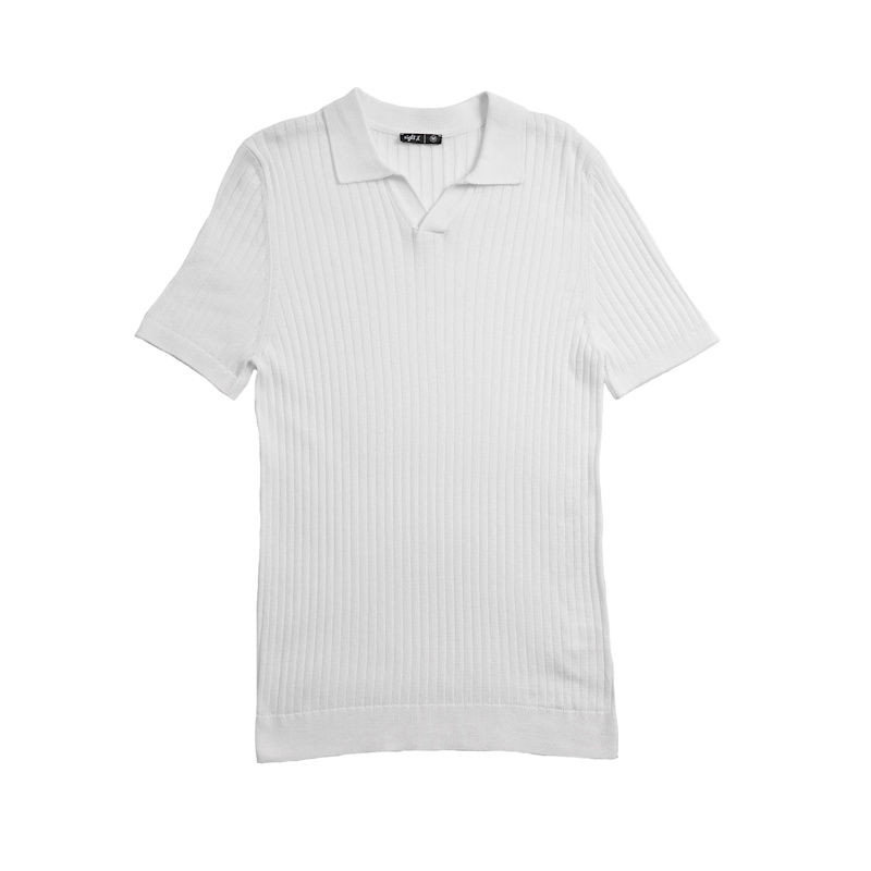 Thumbnail of Ribbed Knit Polo - White image
