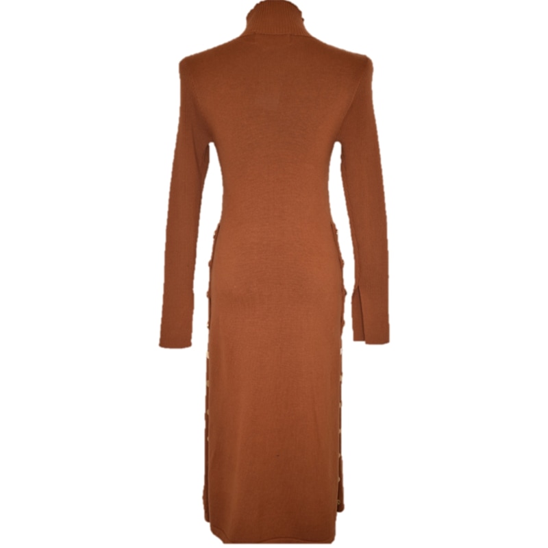 Thumbnail of Burnt Orange Ribbed Sweater Dress - Chuks Collins Diffusion Collection - Tasou - The Athletic Side Of Us image