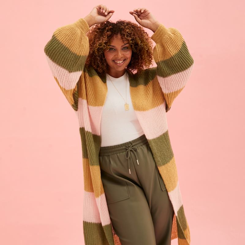 Thumbnail of Ricci Stripe Lofty Maxi Cardigan Camel image