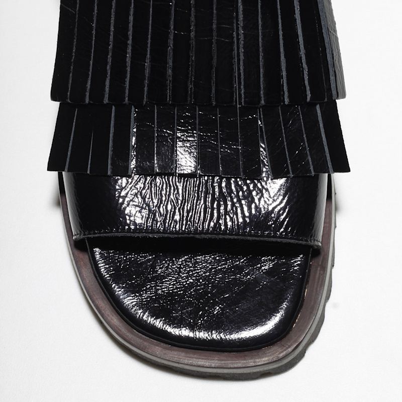 Thumbnail of Rio Black Patent Fringe Sandals image
