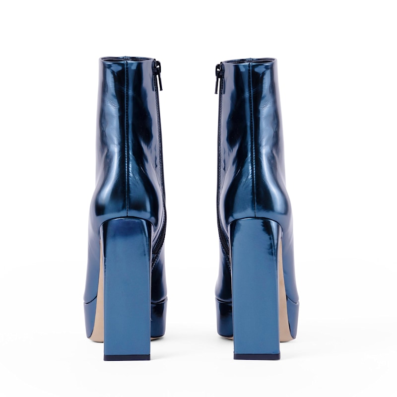 Thumbnail of Rising Star Mirrored Leather Platform Ankle Boot In Blue image