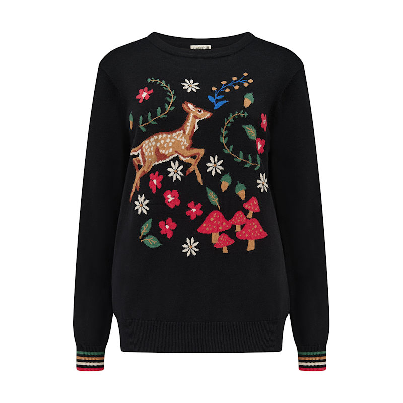 Thumbnail of Rita Sweater Black, Woodland Scene image