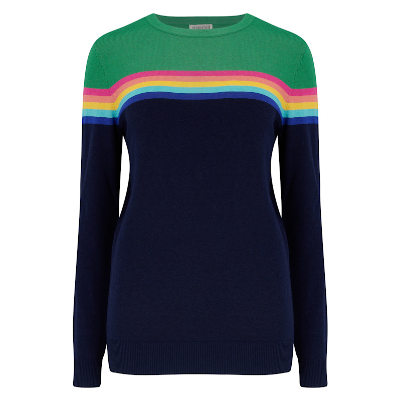 Thumbnail of Rita Sweater Navy, Green, Rainbow Split image
