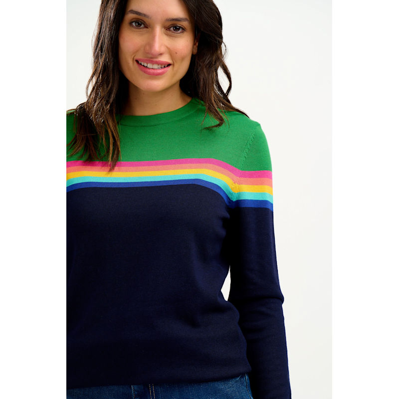 Thumbnail of Rita Sweater Navy, Green, Rainbow Split image