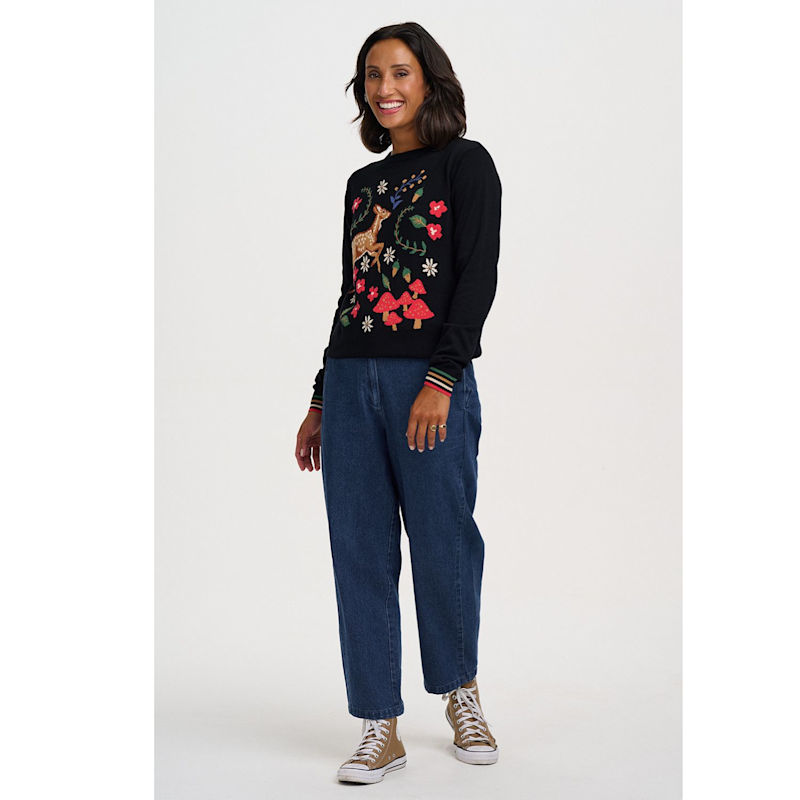 Thumbnail of Rita Sweater Black, Woodland Scene image