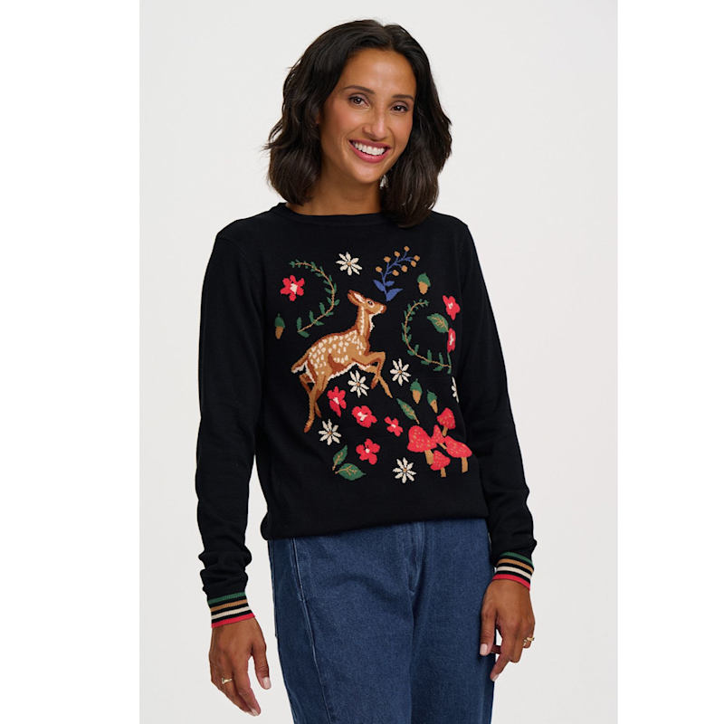 Thumbnail of Rita Sweater Black, Woodland Scene image