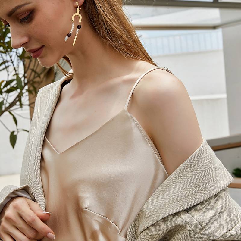 Thumbnail of River Nymph Pure Silk Slip Dress - Beige image