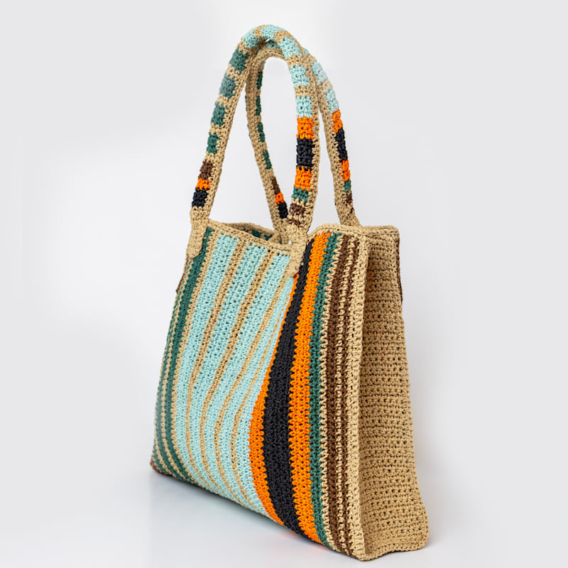 Thumbnail of Riviera Raffia Beach Bag – Orange Multi Stripe image