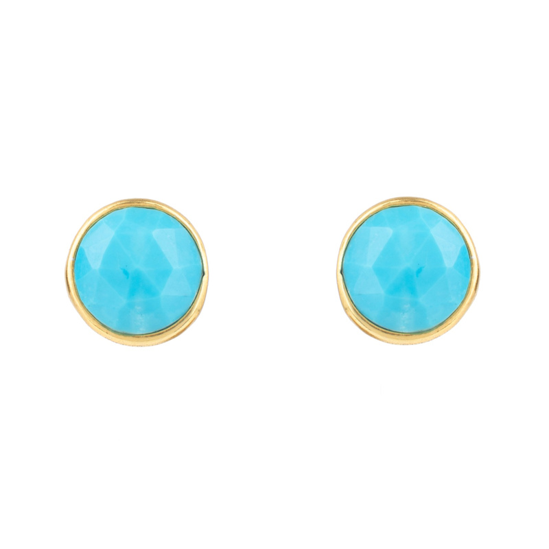 Thumbnail of Medium Circle Stud Earrings Gold Turquoise image