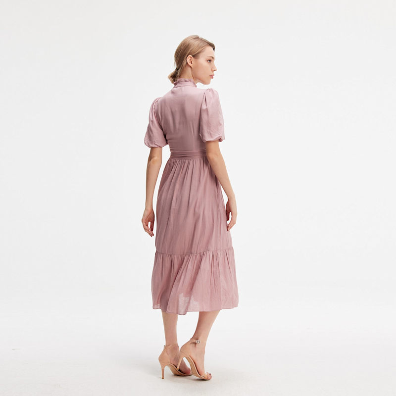 Thumbnail of Tea Dress With Tiered Ruffles - Pink image