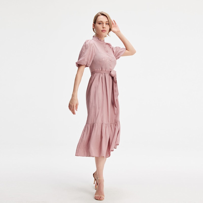 Thumbnail of Tea Dress With Tiered Ruffles - Pink image