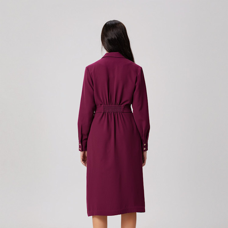 Thumbnail of Minimalist Safari Style Dress - Burgundy image