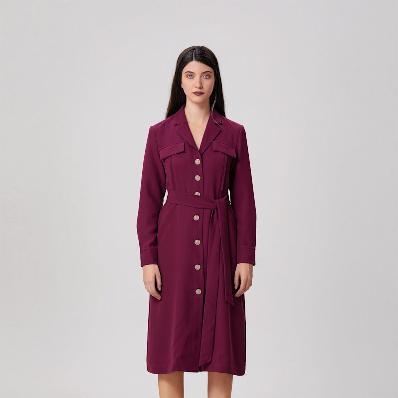 Thumbnail of Minimalist Safari Style Dress - Burgundy image