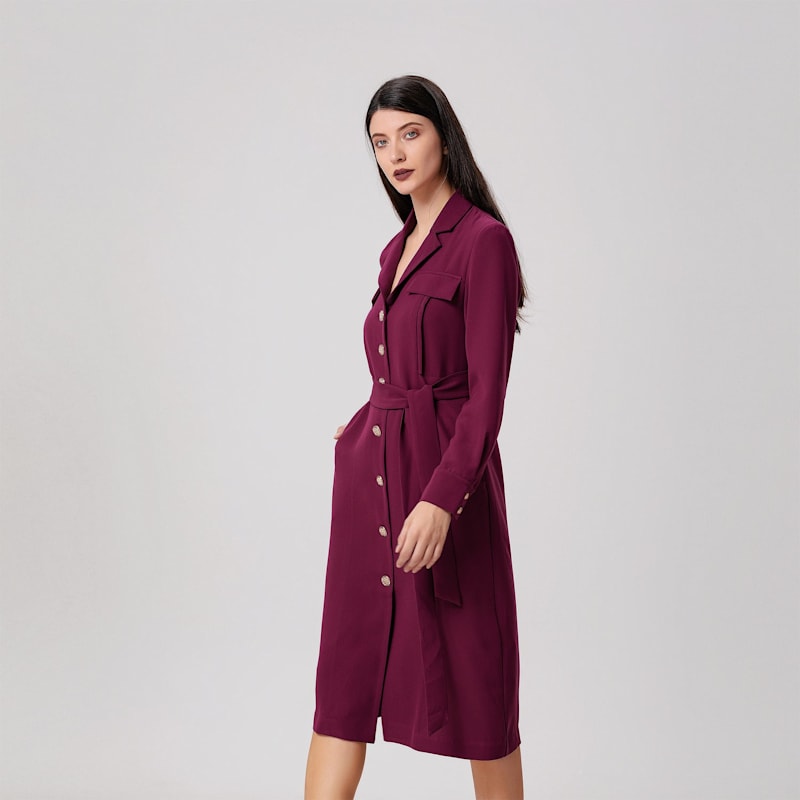 Thumbnail of Minimalist Safari Style Dress - Burgundy image