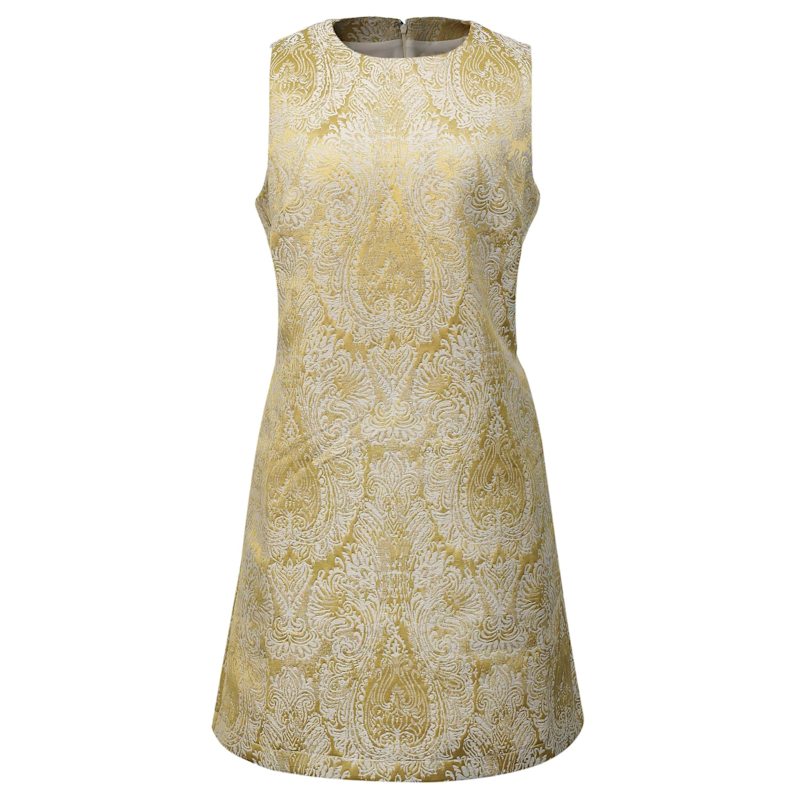 white and gold brocade dress Ava Presley Brocade A-Line HoCo Dress 26357 main image 1