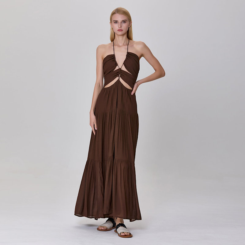 fitted lace wedding dress Scarlette Brown Maxi Dress main image 0