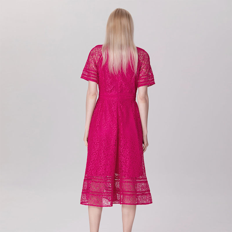 Thumbnail of All-Lace Flared Dress And Trims - Fuchsia image