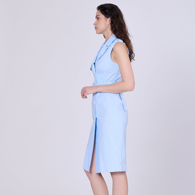 Thumbnail of Double Breasted Trench Style Sleeveless Dress - Light Blue image