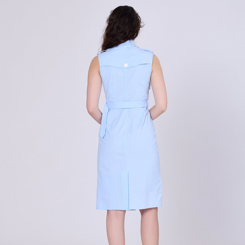 Thumbnail of Double Breasted Trench Style Sleeveless Dress - Light Blue image