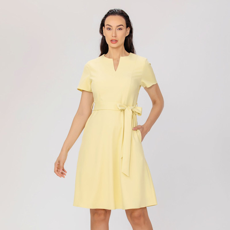 Thumbnail of Belted Tailor Dress -Yellow image