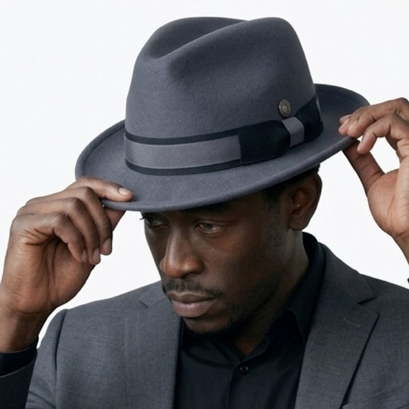 Robin Grey Wool Felt Two Tone Trilby Fedora Hat | Dasmarca  display picture 2
