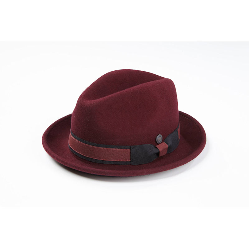 Thumbnail of Robin Burgundy Wool Felt Two Tone Trilby Fedora Hat image