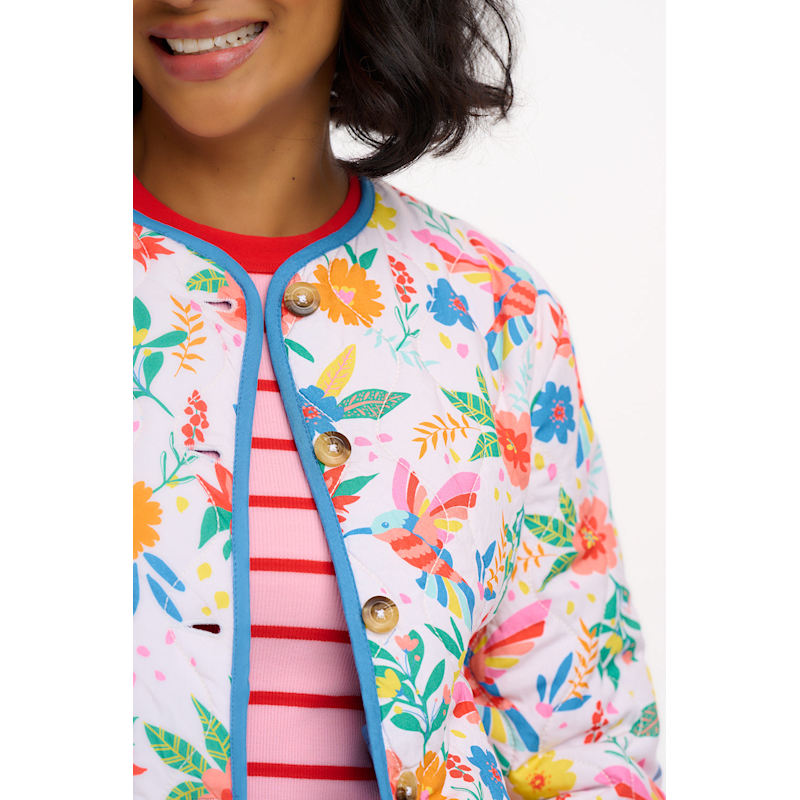 Thumbnail of Rocco Quilted Jacket Off-White, Tropical Hummingbird image