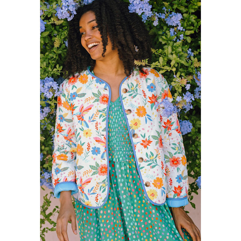 Thumbnail of Rocco Quilted Jacket Off-White, Tropical Hummingbird image