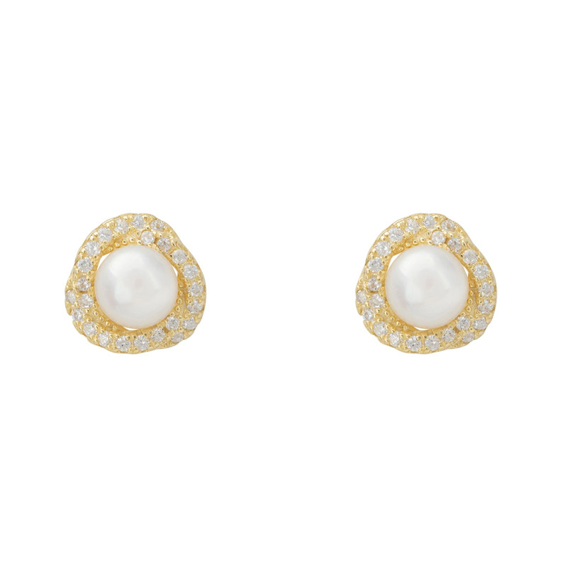 Thumbnail of Rococo Pearl Stud Earrings Gold image
