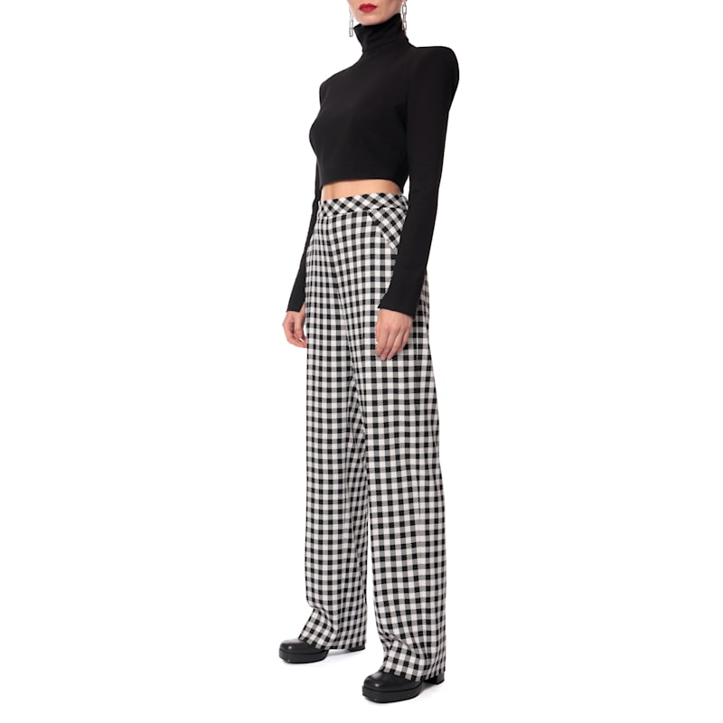 Thumbnail of Romina Jet Set Wide Checkered Trousers image