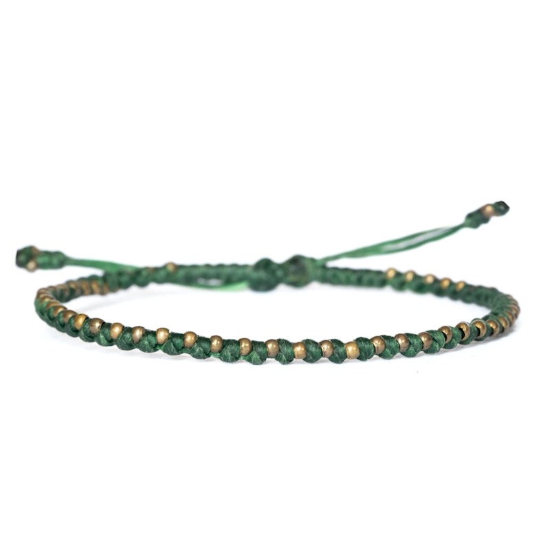 Thumbnail of Rope And Bronze Bracelet Mens - Handmade Minimalist  Green - Bronn image