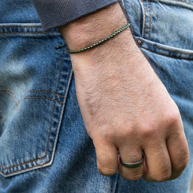 Thumbnail of Rope And Bronze Bracelet Mens - Handmade Minimalist  Green - Bronn image
