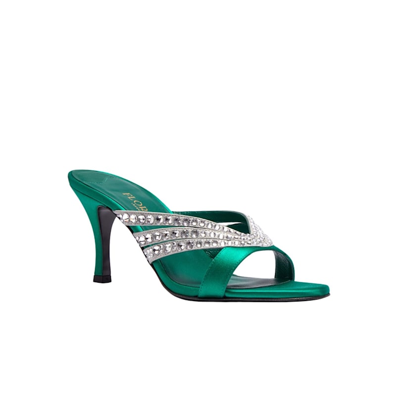 Thumbnail of Roro 75mm Crystal and Satin Mule Billiard Green image