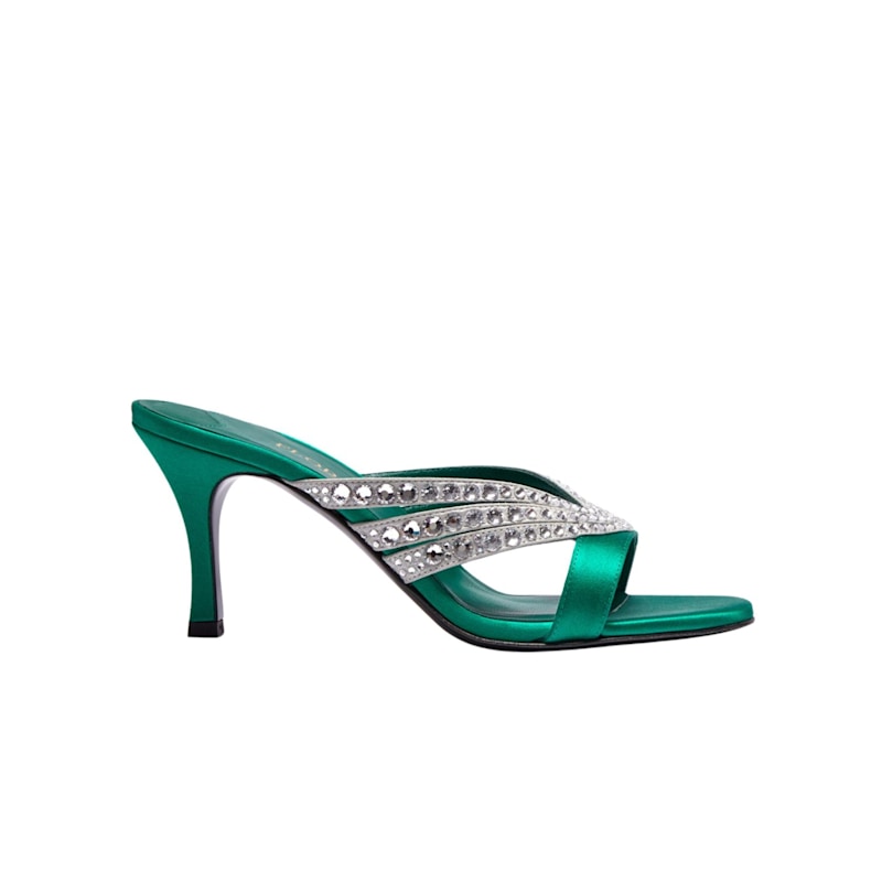 Thumbnail of Roro 75mm Crystal and Satin Mule Billiard Green image