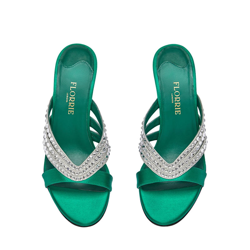 Thumbnail of Roro 75mm Crystal and Satin Mule Billiard Green image