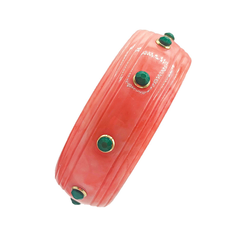 Thumbnail of Rosa Coral And Jade Resin Bangle image