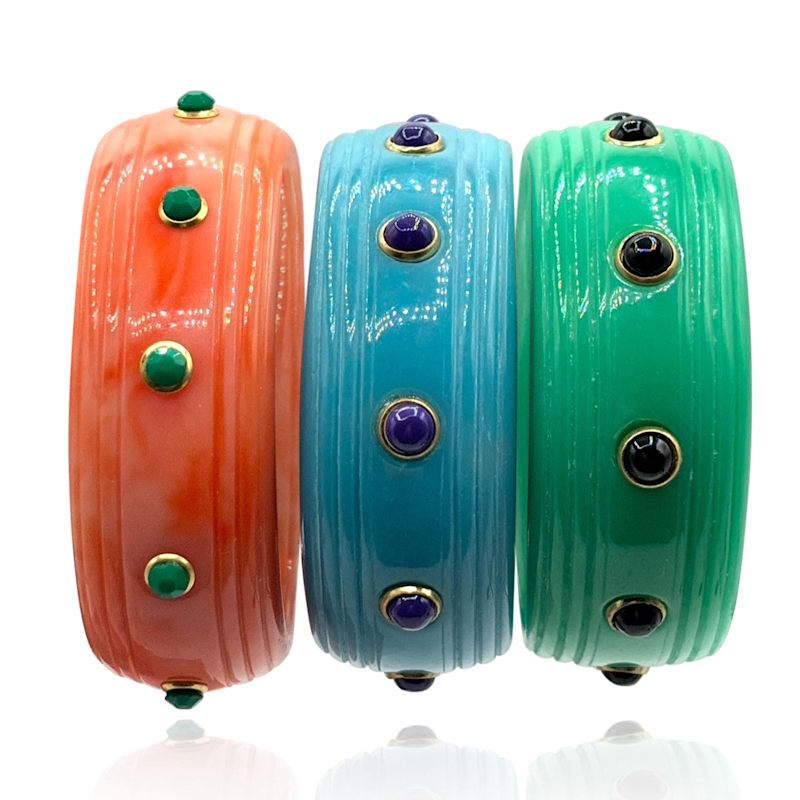 Thumbnail of Rosa Coral And Jade Resin Bangle image